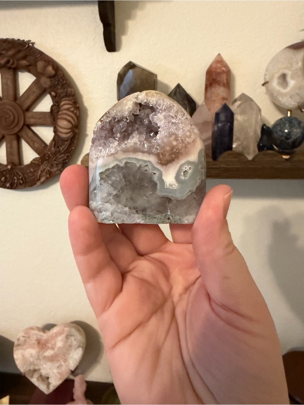 Pink Amethyst & Agate Druzy Freeform – 187g